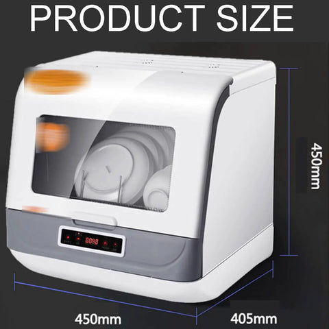 Smooth Operating Countertop Dishwasher Featuring Ultrasonic Deep Scrub Technology And Zero Install Hassle with visible dimensions.