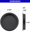 Two Pack Round Pocket Door Pulls For Closet Doors Two And One Eighth Inch Black Finger Pulls With Easy Snap In Installation dimensions