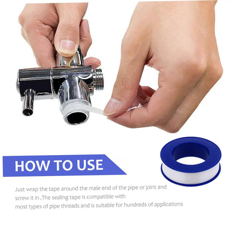 Using 20 Rolls PTFE Tape High Temperature Waterproof Thread Sealant For Plumbing on pipe fitting, showing leak-proof seal