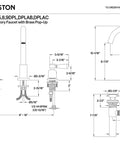 Technical drawing of Paris Widespread Bathroom Faucet in polished chrome with solid brass build, 8-16 inch spread details