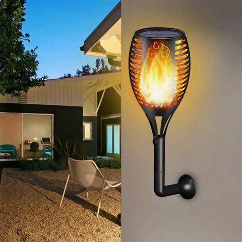 Outdoor Solar Flame Torch Lights Waterproof Mood Lighting For Pathway Patio Yard Garden With Auto Dusk To Dawn On Off 96 LED Flame