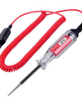 Beast Of A Heavy Duty 3 To 48V Digital LCD Circuit Tester With 140 Inch Extended Spring Wire And Stainless Probe displayed on white background.