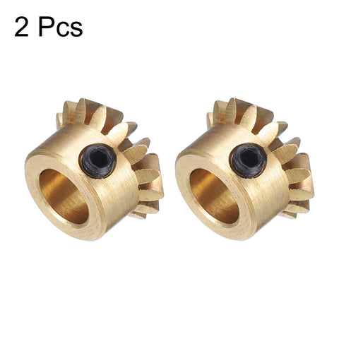 Two Pack Bevel Gear Set 0.8 Module 1 To 1 Ratio 15 Teeth 6mm Bore Bevel Pinion Gear 45 Degree Steering Gear Yellow