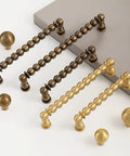 Antique Brass Ball Drawer Pulls, Solid Brass Cabinet Handles with 3.0 Inch Hole Centers, 3.54 Inch Length, 11mm Ball Diameter