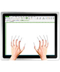 Hands interacting with a Tough 13.3 Inch Industrial Tablet Pc Panel With Intel Core I5 Processor 4 Gb Ram And 64 Gb Storage for industrial tasks.