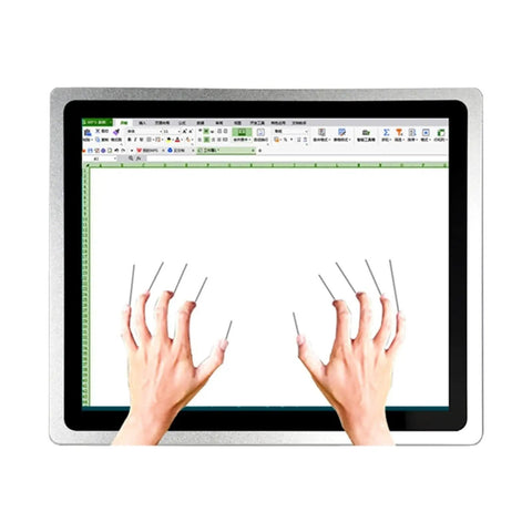 Hands interacting with a Tough 13.3 Inch Industrial Tablet Pc Panel With Intel Core I5 Processor 4 Gb Ram And 64 Gb Storage for industrial tasks.