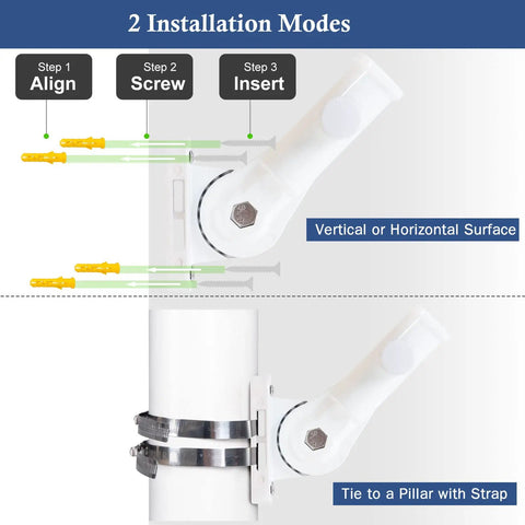 Heavy Duty Aluminum Flag Pole Holder With No Sweat Setup, adjustable installation modes for vertical or horizontal surfaces.