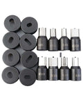 Heavy Duty Oval Hole Punch Die Set For CH 70 Hydraulic Punch with various sizes on white background