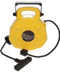 No-Nonsense 40-Foot Retractable Cord Reel With Four Grounded Outlets, Heavy-Duty 12/3 Gauge Cord, bright yellow polymer housing