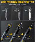 C210 precision soldering tips for T1 Max Cordless Soldering Iron Kit With 7 Second Heat Up From 390 To 840 Fahrenheit.
