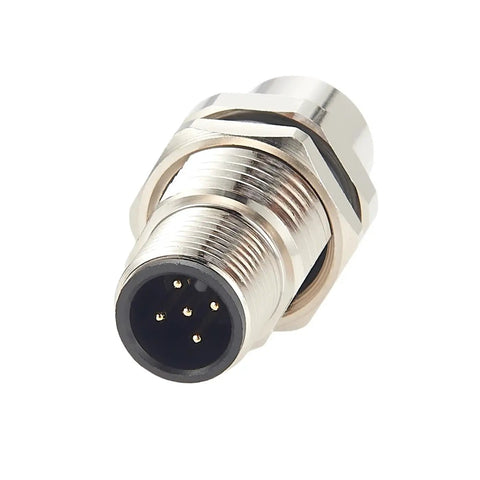 Pair Of M12 A Coded 5 Pin Male To Female Panel Mount Connector IP67 Shielded Bulkhead Feedthrough For Industrial Use 60V 4A
