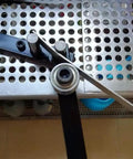 Close-up of Heavy Duty Manual Rebar Bender Tool For Steel Pipe And Aluminum Flat Bar showing the bending mechanism.