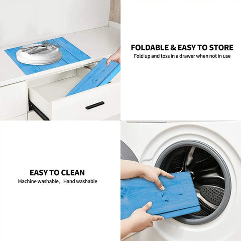 Ultra Absorbent Wood Grain Dish Drying Mat for Kitchen Counter with Microfiber Surface, machine washable, folded for storage