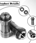4 Piece 1/4 To 1/8 Inch Die Grinder Collet Adapter Set, includes 3mm and 6mm collets, silver iron build, close-up view