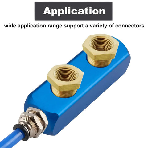 All In One Multi Port Air Manifold For Compressors, Aluminum Inline Block 2 Way 5 Port Splitter with NPT ports, application view