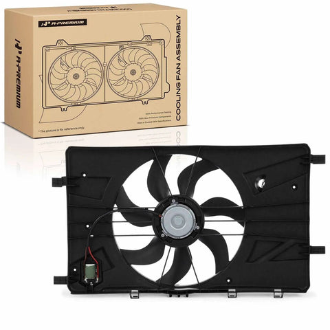 Ready To Roll Heavy Duty Engine Radiator Cooling Fan Assembly For Buick Verano 2012 To 2017 And Chevy Cruze 2011 To 2016 with seven blades.