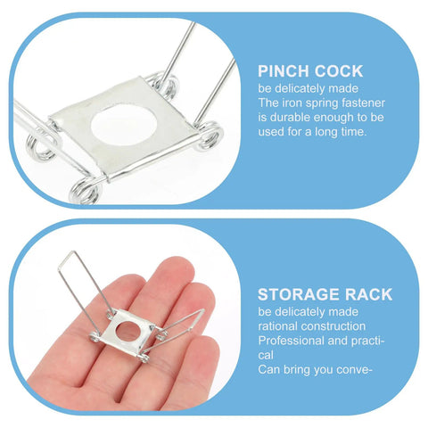 Close-up of 20 Pack Iron Lampshade Spring Clips Kit in Silver for DIY light installations in hand and detailed view