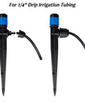 30 Pack Drip Irrigation Emitters With Stakes, 360 Degree Adjustable Fan Sprayers For One Quarter Inch Tubing, side view