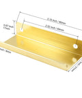Detailed view of Six Pack Modern Brushed Gold Aluminum Hidden Cabinet Pulls Set With Back Mount Edge Finger Pull Handles dimensions