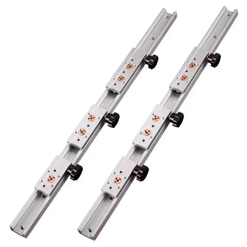 Top Tier Silver SGR10 Linear Guide Rail With Dual Axis Motion For 3D Printer Builds, 28mm blocks, aluminum construction.