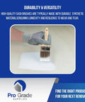 Gloved hand holding Two Pack 3 Inch Flat Paint Brushes With Durable Wood Handles And Thick Synthetic Filament For Faster Coats