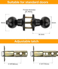 Slick Egg Style Privacy Knobs Keyless Interior Door Handles Matte Black Stainless Steel Finish adjustable latch for standard doors