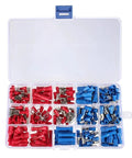 Grab This Awesome 200 Pcs Red And Blue Insulated Spade Ring Terminal Kit With Crimp Connectors For All Your Electric Wire Projects Today. 200-piece red and blue insulated crimp terminal kit in plastic organizer