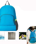 Lightweight 20L Waterproof Hiking Backpack With Multiple Pockets, Foldable Travel Daypack in blue, worn outdoors