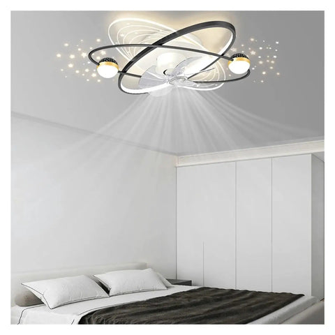 Modern Luxury Ceiling Fan Lamp High Transmittance Acrylic Ceiling Lamp Living Room Bedroom Dining Room Ceiling Fan Lights, High Quality in a stylish bedroom.