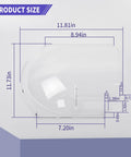 Top Shelf Crystal Clear Direct Fit RV Screen Door Plexiglass Slider Replacement Panel For Dexter Right Hand Bubble Style Window size dimensions on white background.