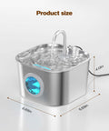 Stainless Steel Cat Water Fountain For Cats And Small Pets Automatic Indoor Waterer with dimensions and water flow feature