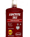 Bottle of Primerless Threadlocker 263 Red, 250 mL Heavy Duty Locking Compound For Permanent Locking And Sealing Of Threaded Fasteners.
