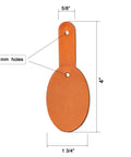 Fresh Oval Leather Key Fobs, 10 Pack Full Grain Vegetable Tanned Keychain Blanks With Hardware, showing oval blank with dimensions.