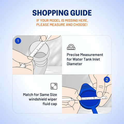 Shopping guide for measuring windshield washer tank inlet diameter for Two Pack Pro Grade Washer Fluid Cap for Ford Focus and Transit Connect