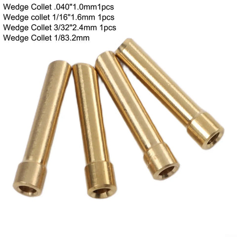 4 Piece Wedge Collet Kit For TIG Welding Torch SR WP 17 18 26, brass collets in sizes .040 1/16 3/32 1/8 inch