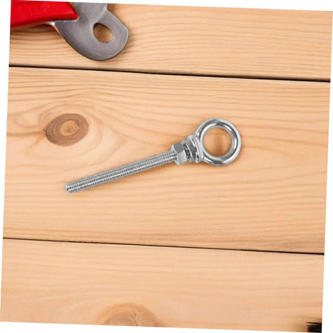 Stainless Steel Threaded Eyebolts M10x100mm Set of 2 Heavy Duty Lifting Eye Lug Bolts with ring on wood background