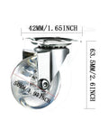 2 Inch Heavy Duty Swivel Caster Wheels Four Pack with Clear Rubber Wheels Top Plate and Screws 360 Degree Rotation Silent
