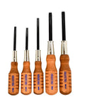 Hella Tough Browning A5 Screwdriver Set Includes Five Hollow Ground Tips For Mainspring Trigger Plate Carrier Screws Heavy Duty Gunsmithing Kit Built Stateside, displayed on white background.