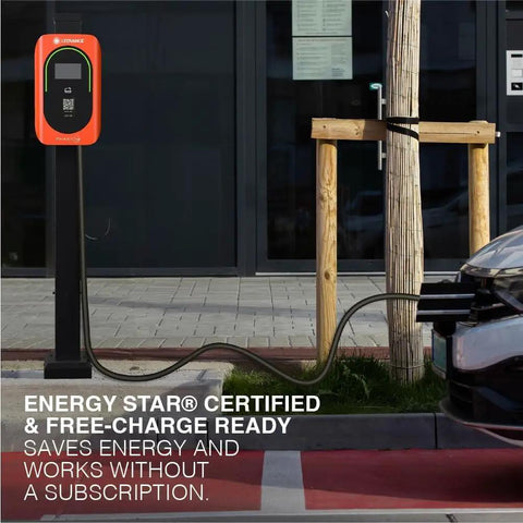 Level 2 Commercial EV Charger Gen 2 With 48 Amp 11.5kW Output, J1772 Gun, 25 Ft Cable, 4G Module, LCD Touch Screen, NEMA 4X IP65 Outdoor, Orange