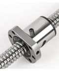 Top Tier C5 Grade RM 20 Series Ballscrew With Machined Ends For CNC Machine Buildouts Includes Ballnut In Sweet 1200mm Length, close-up view.