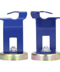 Heavy Duty Magnetic Welding Torch Holder With Secure Buckle Alloy Steel Base, blue metal with strong magnetic base for organizing tools.