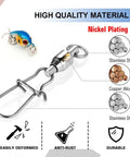 Beefed Up High Strength Fishing Swivels Set Stainless Steel Tackle Snaps Locking Connectors For Saltwater Lures, Heavy Duty Snap Swivels, 25 Count, 27 Lb Capacity, Corrosion Resistant Gear For Freshwater And Saltwater, nickel-plated