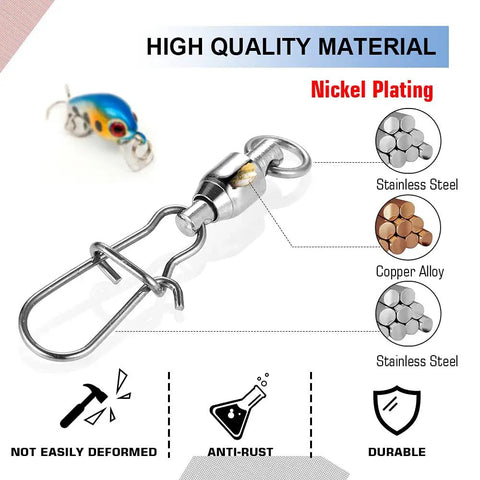 Beefed Up High Strength Fishing Swivels Set Stainless Steel Tackle Snaps Locking Connectors For Saltwater Lures, Heavy Duty Snap Swivels, 25 Count, 27 Lb Capacity, Corrosion Resistant Gear For Freshwater And Saltwater, nickel-plated