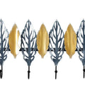 Slick Wall Mounted Coat Rack Heavy Duty Steel Hooks For Entryway Door Hallway Closet featuring decorative leaf design and hooks.
