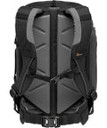 Back view of Pro Trekker BP 350 AW II Outdoor Camera Backpack with padded straps, black and dark gray, travel-ready carry on size