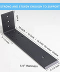 Rock Solid 10 Inch Countertop Support Brackets 3 Pack Built Tough Steel Floating Shelf Brackets Wall Mount, showing a 10 inch steel bracket with measurements.