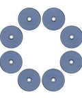 Premium Teflon Furniture Sliders Round 2 Inch with Screws 8 Pack showing glide pads in a circle, designed for scratch-proof floor protection.