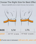 Size chart for Wrist Brace for Carpal Tunnel Relief Night Support With Maximum Stabilization and Three Stays, S/M and L/XL sizes.