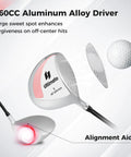 Women's 460cc Golf Driver With Graphite Shaft, Lightweight Right-Handed Single Club With Head Cover shown with golf ball