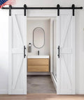 Double MDF Barn Door Panel Set With Waterproof PVC Surface 18 Inch By 84 Inch Slab Solid Sliding Door for Interior Rooms